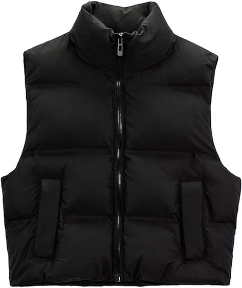 Winter Crops, Quilted Outerwear, Sleeveless Puffer, Crop Vest, Padded Gilet, Where To Buy Clothes, Quilted Puffer Vest, Black Puffer Vest, Short Vest