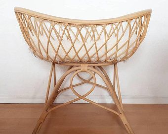 Vintage Rattan Crib Bassinet Rattan Crib, Wooden Bassinet, Rattan Bassinet, Home Worker, Vintage Rattan, Baby Bassinet, Baby Nursery Furniture, Rattan Furniture, Dutch Design