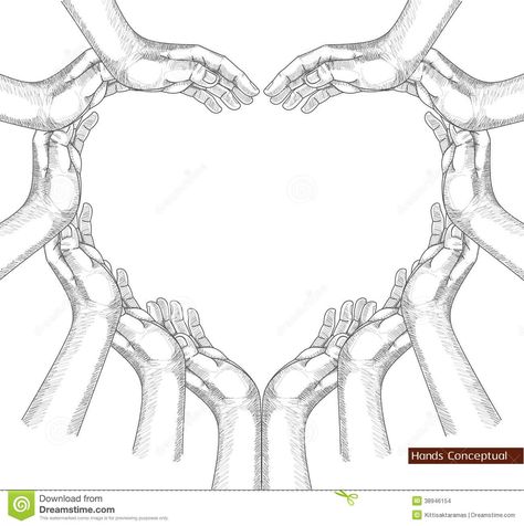 Hands For Drawing, Tolerance Day, New Drawing Ideas, Holding Hands Drawing, Independence Day Drawing, Heart Shaped Hands, خريطة ذهنية, Hands Drawing, Encourage One Another