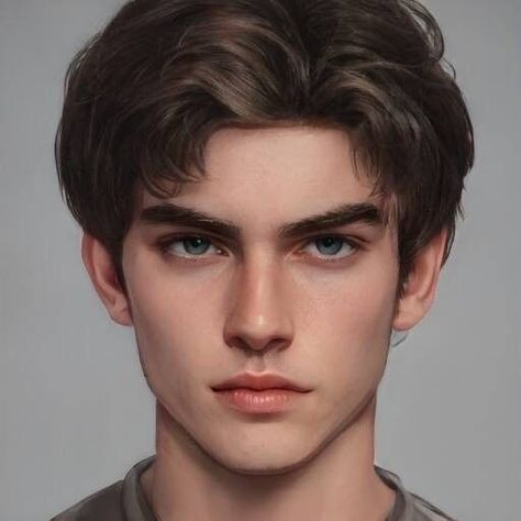 Brown Hair Male, Artbreeder Portraits, Brown Hair Boy, Gentleman Aesthetic, Face Characters, Boy Character, Man Character, Pale Skin, Tan Skin