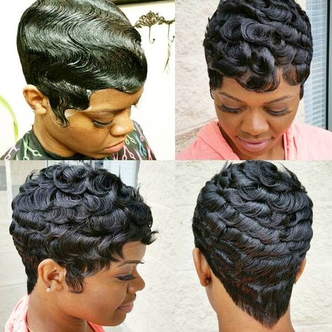 Just Beautiful....❤ __________________________________________________ Quick Weaves, Finger Wave Hair, Finger Wave, Cut Life, Mohawks, Cut Hairstyles, Finger Waves, Short Sassy Hair, Can't Stop Won't Stop