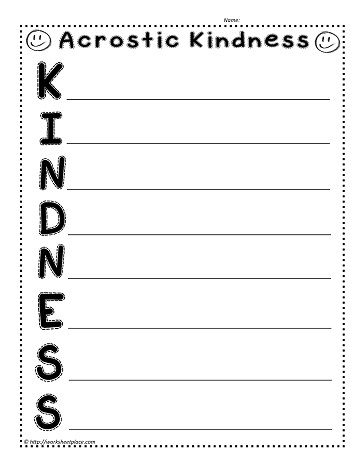 Kindness Acrostic Kindness Worksheets, Kindness Poem, Acrostic Poem Template, Kindness Club, Acrostic Poems, Poem Template, Books About Kindness, Classroom Lesson Plans, Reading Month