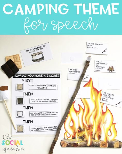 Camping in Speech: Mixed Group Activities for Speech and Language | The Social Speechie Slp Materials, Speech Therapy Games, Speech Language Activities, Social Skills Groups, Social Skills Activities, Therapy Games, Esl Activities, Speech Path, Sequencing Activities