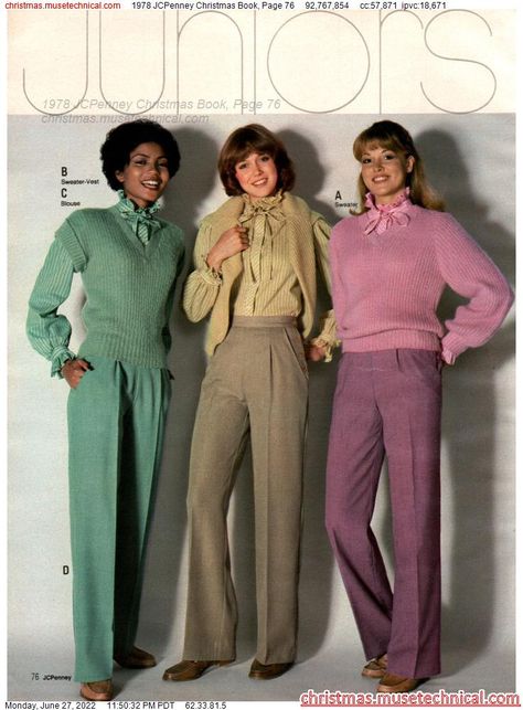 1978 JCPenney Christmas Book, Page 76 - Catalogs & Wishbooks 1970s Fashion Women Outfits, Vintage Style 70s, 1970s Fashion Women, 70s Pants, 70s Christmas, Silly Shirt, 60s 70s Fashion, 60s And 70s Fashion, 70s Inspired Fashion