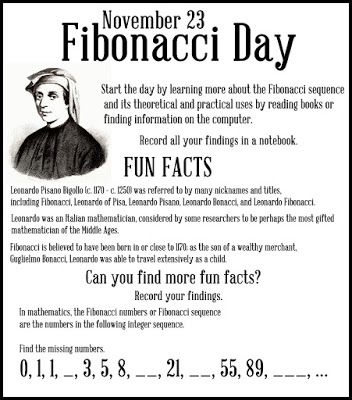 Home Grown Hearts Academy Homeschool Blog: Fibonacci Day - 11/23 Fibonacci Sequence In Nature, Fibonacci Spiral Art, Leonardo Fibonacci, Fibonacci Art, Maths In Nature, Learning Mathematics, Fibonacci Sequence, Fibonacci Spiral, Math Strategies