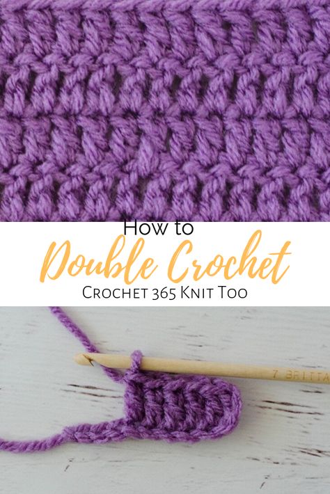 Wow. Love this easy to follow double crochet tutorial! #crochet365knittoo #crochet #doublecrochet #crochetstitch Easy Double Crochet Blanket Patterns, Easy Double Crochet Blanket, Double Stitch Crochet, Double Crochet Afghan, Double Crochet Blanket, Double Crochet Stitch Tutorial, Double Crochet Baby Blanket, Double Crochet Tutorial, How To Double Crochet