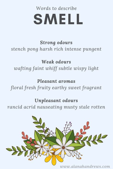 Descriptive Words For Smells, How To Describe Muscles In Writing, Writing Setting Inspiration, How To Describe A House In Writing, Words To Describe Smell, How To Describe A Setting, How To Describe A Place In Writing, Describing Setting In A Story, How To Describe Setting In Writing