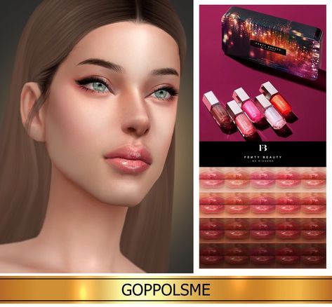 GPME-GOLD Fenty Beauty - Glossy Posse Mini Gloss Bomb Collection | Patreon Alpha Sims, Makeup Cc, Los Sims, Sims 4 Game, Sims 4 Custom Content, Fenty Beauty, Maxis Match, Custom Content, Sims Cc