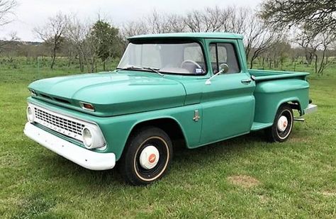 1963 Chevy C-10 Step-Side - ours was a Custom Dark Green with white top. Everyone drove this. Grandpa bought it for daddy,. who later gave it Pa. I learned to drive in this and the 55 Chevy pickup which was a manual. Funny story about Daddy driving it and telling me how to take care of cars. 1963 Chevy Truck, 1965 Chevy C10, 1966 Chevy Truck, Vintage Chevy Trucks, Best Pickup Truck, Chevy Stepside, Pickup Truck Accessories, Vintage Pickup Trucks, Chevy Pickup Trucks