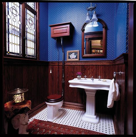 Inspiration for the Master Bath – Our Philly Row Old Victorian Bathroom, Gothic Bathroom, Victorian Room, Wainscoting Bathroom, Victorian Style Homes, Victorian Interior, Victorian Interiors, Victorian Bathroom, Vintage Bathrooms