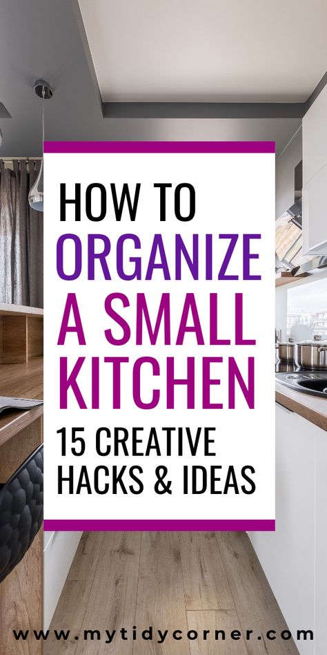 Organize A Small Kitchen, Diy Kitchen Hacks, Kitchen Decor Hacks, Small Kitchen Decoration, Upcycled Kitchen, Kitchen Storage Hacks, Kitchen Organization Ideas, Small Kitchen Organization, Small Kitchen Storage