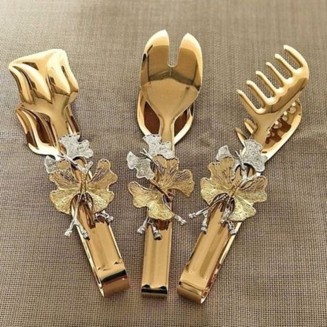 Decorative Gold Serving Tong Set of 3 Gift for Mom 9 - Etsy Gold Kitchen Decor, Gold Kitchen Accessories, Glam Kitchen, Rose Gold Kitchen, Dining Table Accessories, Serving Tongs, Tongs Kitchen, Gold Kitchen, Household Furniture