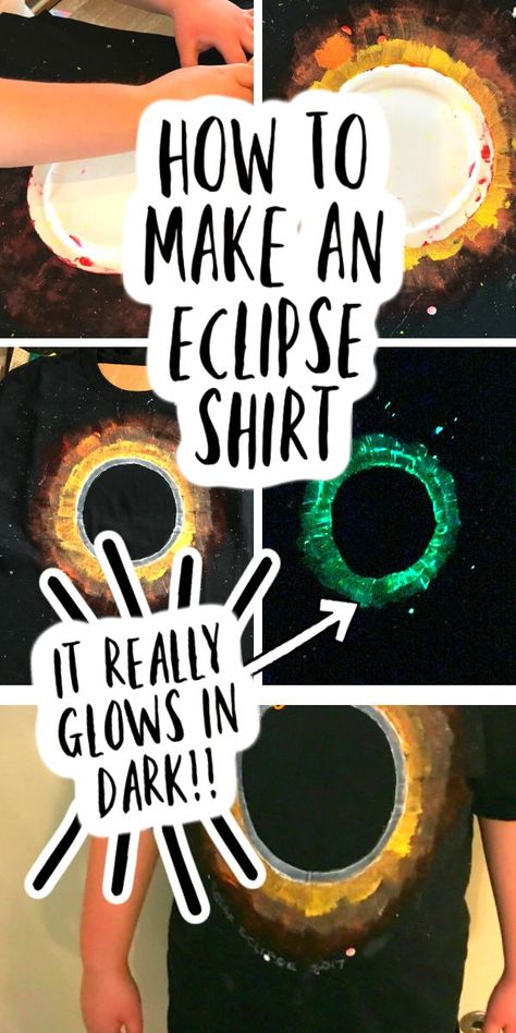 Eclipse Crafts For Kids (How To Make Your Own Eclipse T-Shirt!) images of how to make a solar eclipse t shirt step by step Eclipse Crafts, Solar Eclipse Kids, Eclipse Games, Eclipse Project, Solar Eclipse Activity, Eclipses Art, Eclipse Party, 2024 Eclipse, Library Programs