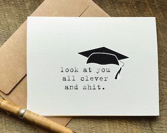 Funny Retirement Cards, Anniversary Cards For Him, Snarky Humor, High School Graduation Gifts, Grad Cards, Funny Anniversary Cards, Congrats Card, Graduation Quotes, Graduation Funny