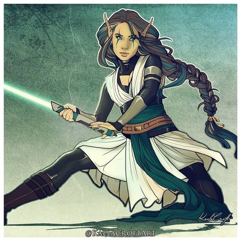 Female Grey Jedi, Jedi Oc Female, Jedi Oc Female Art, Female Jedi Character Design, Star Wars Oc Female, Star Wars Oc Female Jedi, Jedi Oc, Star Wars Characters Poster, Female Jedi