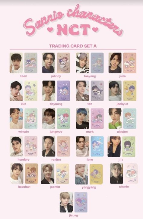 Sanrio Photocard, Wishlist Photocard, Template Wishlist, Trading Card Template, Photocard Template, Cute Origami, Kpop Drawings, Trading Card, Nct 127