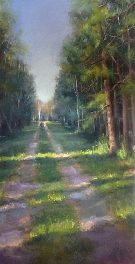 PW 'Walk This Way' by Kim Martin. 8" x 18" on Pastelmat . Unison and Carandache pastels Landscapes In Pastels, Hard Pastel Art, Easy Art Lessons, Betula Pendula, Competition Winner, Soft Pastel Art, Pastel Beach, Pastel Artwork, Pastel Landscape