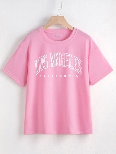 Women's & Men's Clothing, Shop Online Fashion SHEIN Pink Shirts Aesthetic, Pink Aesthetic Shirt, Pink Tshirt Outfit, Baby Pink Shirt, Cute Pink Shirt, Baby Pink T Shirt, Pink Tees, Preppy Shirts, Shein Shirts