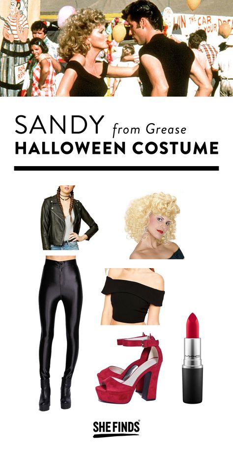 Sandy From Greece Halloween Costume Greece The Movie Outfit Ideas, Greece Halloween Costumes Couple, Greece Couple Costume, Greece Movie Outfits, Sandy Greece Costume, Greece Halloween Costumes, Grease Costumes Diy, Grease Halloween Costume, Grease Halloween Costumes