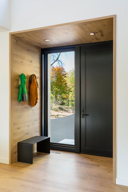 Scandinavian Modern Entry - Scandinavian - Entry - Minneapolis - by 10K Architecture | Houzz Scandinavian Front Door, Scandinavian Entry, Scandinavian Foyer, Scandinavian Entryway Ideas, Scandinavian House Exterior, Scandinavian Hallway, Scandinavian Entryway, Small Entrance Halls, Scandinavian Exterior