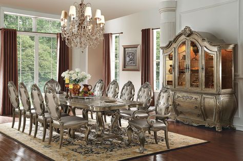 PRICES MAY VARY. ✔11-Pc Dining Table Set Include 1-Pc Extendable Dining Table, 8-Pc Side Chairs and 2-Pc Arm Chairs ✔This formal dining collection shows traditional style that is designed to impress. Each piece of this collection demonstrates delicate craftsmanship and intricate carved details. ✔Dining Table Dimensions: (90-114)"L X 44"W X 30"H (1 Ext. Leaf ); Arm Chair Dimensions: 23"L X 26"W X 43"H; Side Chair Dimensions: 22"L X 26"W X 43"H ✔Finish: Antique White/ Vintage Oak Finish; Material: Formal Dining Room Sets, Double Pedestal Dining Table, Wooden Trim, Drop Leaf Dining Table, Formal Dining Tables, Marble Dining, Acme Furniture, Pedestal Dining Table, Dining Table Marble