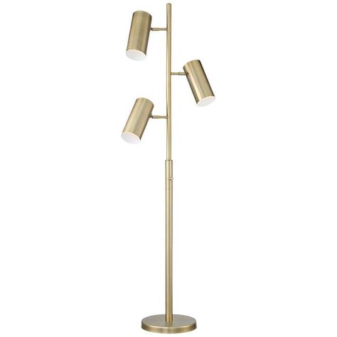 Possini Euro Canasta Trac Tree Floor Lamp Satin Brass - #39Y67 | Lamps Plus Three Light Floor Lamp, Decor Stand, Floor Lamp Styles, Tree Floor Lamp, Star Lamp, Contemporary Floor Lamps, Modern Contemporary Style, Room Color, Floor Lamp Design