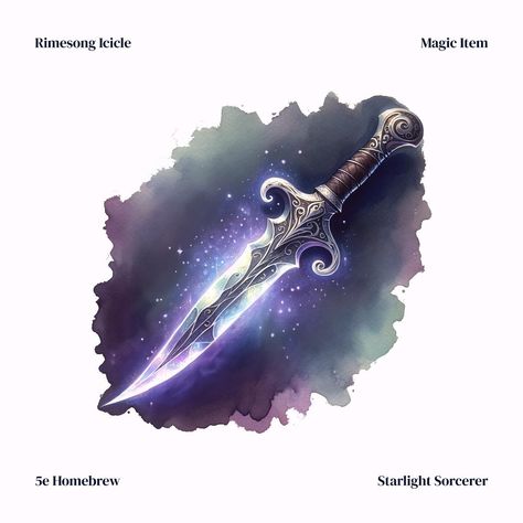 A dagger capable of summoning hail and snow ❄️ . . . #dagger #rimesong #icicle #winter #storm #dnd5e #Homebrew5e #magicitem #magicdagger Dagger Concept Art, Dnd Dagger, Magic Tools, Dnd Magic, Fanfic Ideas, Magic Items, D&d Dungeons And Dragons, Drawing Templates, Winter Storm