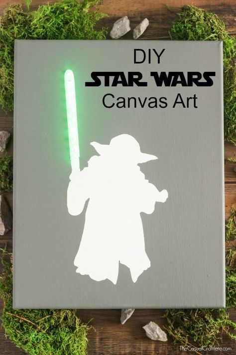 Yoda Canvas, Star Wars Zimmer, Star Wars Canvas Art, Star Wars Bathroom, Diy Star Wars, Light Up Canvas, Star Wars Bedroom, Lighted Canvas Art, Star Wars Painting