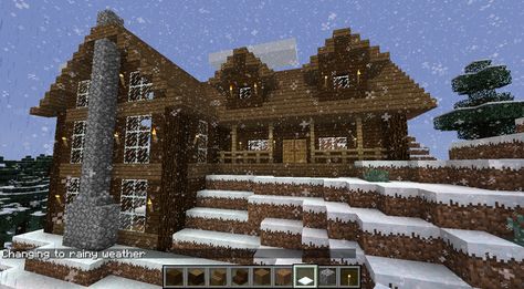 Snow Builds, Minecraft Snow Builds, Minecraft Beta, Snow Houses, Log Cabin House, Minecraft Starter House, Houses Minecraft, Mc Mods, Cozy Snow