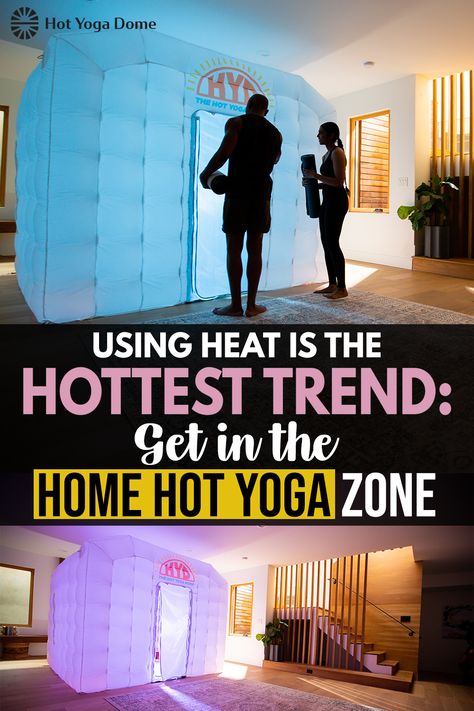 Get in the home hot yoga zone! Why? Because using heat for yoga is the hottes trend today. Not just for yogis, but also fitness trainers, sweat/cardio enthusiasts, flexibility and mobility chasers, and the good ol' lovers of sensory and sauna domes. Having your own hot yoga studio at home definitely beats those regular gym classes. Learn more about it here - click to continue. Hot Yoga Room, Yoga Studio Design Interiors, Yoga Studio At Home, Sauna Yoga, Yoga Zone, Home Yoga Room, Studio At Home, Hot Yoga Studio, Flexibility And Mobility