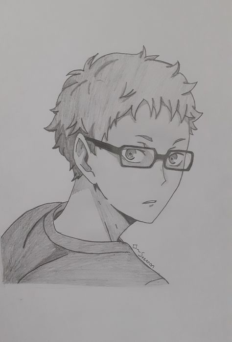 Haikyuu Drawing Sketches Easy, Haikyuu Sketch Pencil, Tsukishima Sketch, Tsukishima Drawing, Haikyuu Sketch, Haikyuu Drawing, Haikyuu Tsukishima, Anime Drawing Books, Haikyuu Kageyama