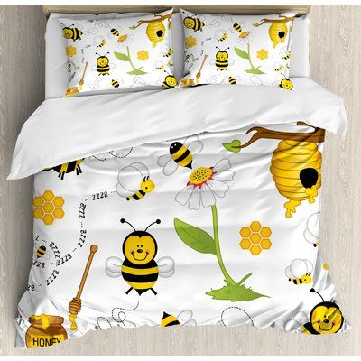 Chamomile Print, Bee Room, Flower Duvet Cover, Tommy Bahama Bedding, Print Duvet Cover, Curtains Headboard, Spring Animals, Boy’s Room, Bedding Duvet