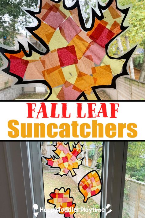 Real Leaf Suncatcher For Kids, Fall Leaf Suncatcher, Fall In The City Art For Toddlers, Leaf Suncatchers Preschool, Fall Leaves Toddler Crafts, Thanksgiving Suncatcher Craft, Fall Leaf Suncatcher Craft, Leaf Suncatcher For Kids, Fall Suncatcher Craft