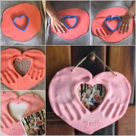 Salt Dough Crafts, Valentine Crafts For Kids, Mothers Day Crafts For Kids, Toddler Art, Salt Dough, Fathers Day Crafts, Mothers Day Crafts, Photo Heart, Valentine Day Crafts