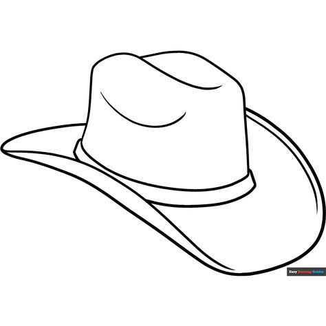 Free Cartoon Cowboy Hat Coloring Page for Kids Cowboy Hat Sketch, Cowboy Hat Template, Cowboy Hat Printable, Cartoon Cowboy Hat, Cowboy Coloring Pages, Clothes Coloring, Hat Coloring Page, Cowboy Hat Drawing, Cartoon Cowboy