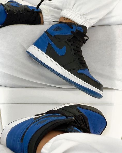 Royal Blue Jordans, Blue Jordan 1 Outfit Women, Air Jordan 1 Royal Blue, Jordan 1 Royal Blue, Quince Shoes, Jordan Outfits Womens, Air Jordan 1 Blue, Blue Air Jordan 1, Royal Blue Sneakers