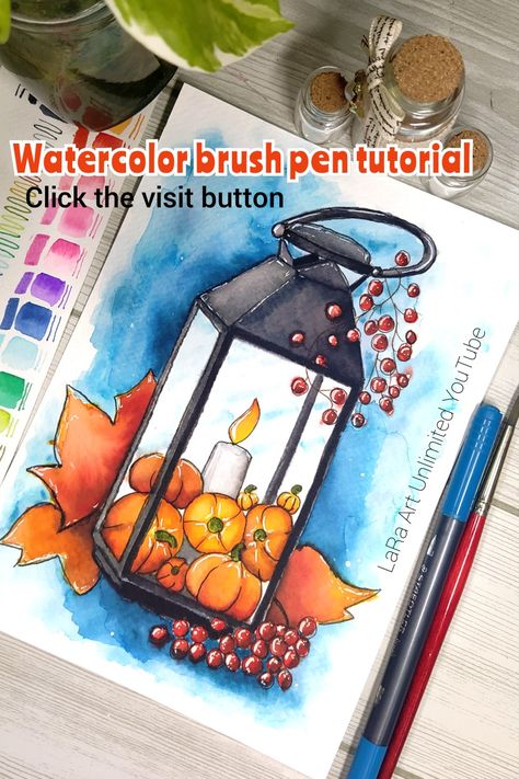 Brush Pen Scenery Drawing, Brush Pen Scenery, How To Use Brush Pens Drawing, Brush Pen Art Drawing, Best From Waste Ideas, Brush Pen Drawing, Watercolor Brush Pens, Watercolor Pens, Cityscape Drawing