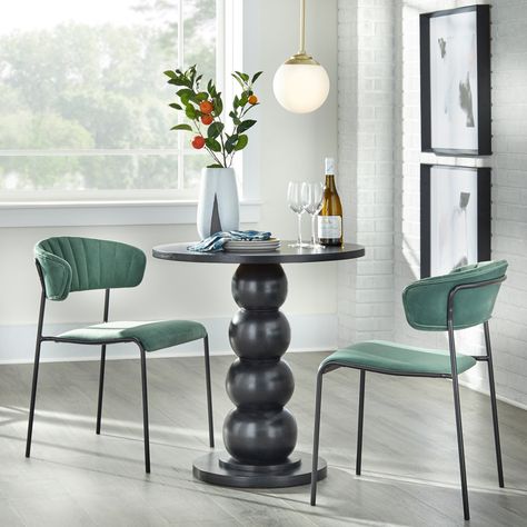 Designed by Angelo Surmelis, the Spheres Pedestal Bistro Table is perfect for a small dining room or breakfast nook, and it coordinates easily with any style of decor. Pedestal Bistro Table, Bistro Set Indoor, Marble Bistro Table, Wood Base Dining Table, Small Dining Room, Traditional Dining Tables, Table Bistrot, Dining Room Seating, Traditional Dining