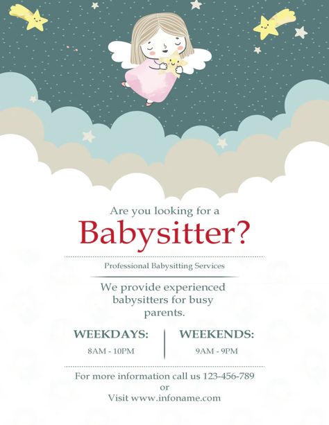 Cute Babysitting Flyers, Babysitting Flyers Template, Babysitting Flyers Ideas, Babysitting Coupon, Babysitting Flyers, Flyers Template, Busy Parents, Google Slides, Flyer Template