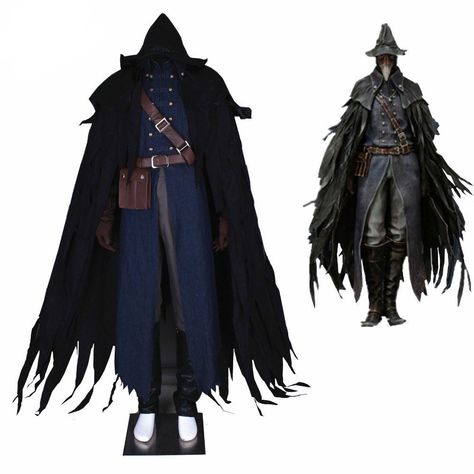 Crow Cosplay, Costume Jeans, Bloodborne Cosplay, Stitch Costume, Jeans Coat, Leather Hat, Body Measurement, Chest Piece, Bloodborne