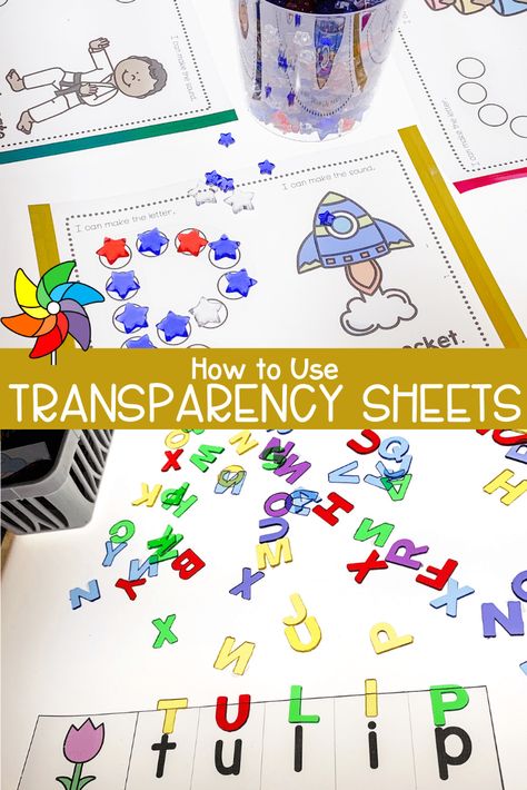 How To Print On Transparency Paper, What To Do With Transparency Sheets, Transparency Sheets Crafts, Light Table Printables, Prek Sensory, Light Table Activities, Alphabet Practice Sheets, Dramatic Play Themes, Table Activities