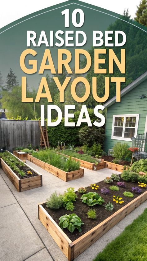 How To Make Vegetable Garden Raised Beds, Front Yard Raised Bed Vegetable Garden, Raised Garden Vegetable Layout, Vegetables That Can Be Planted Together, Raised Garden Design Layout, Tiered Garden Planter, Vegetable Boxes Garden, Salad Garden Layout Raised Beds, Raise Bed Garden Design