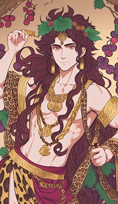 Chiron X Dionysus, Dyonisus Fanart God, Dyonisus Aesthetic God, Dionysus Fanart, Dionysus Art, Dionysus God, Son Of Hades, Ragnarok Anime, Greek Mythology Gods