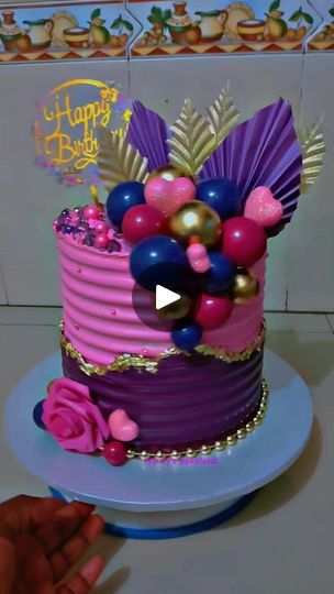 "A royal creation! 👑 This pink and purple beauty sparkles with bling ✨ capturing the essence of a true princess fantasy. Perfect for a magical celebration! 🎉💖" Princess Fantasy, Fantasy Princess, Dream Cake, Happy Birth, Pink And Purple, A Princess, Essence, Sparkle, Cake