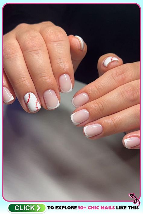 Elevate your style with innovative and creative baseball nails for 2024. Baseball Nail Designs, Nail Portfolio, Gender Reveal Nails, Baseball Nails, Sports Nails, Travel Ball, Nail Designs Valentines, Perfect Manicure, Valentine Nails