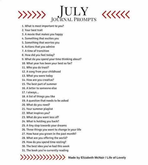 July Journal Prompts, July Prompts, July Journal, National Holiday Calendar, 30 Day Writing Challenge, Daily Journal Prompts, Planner Obsessed, Writing Therapy, Writing Challenge