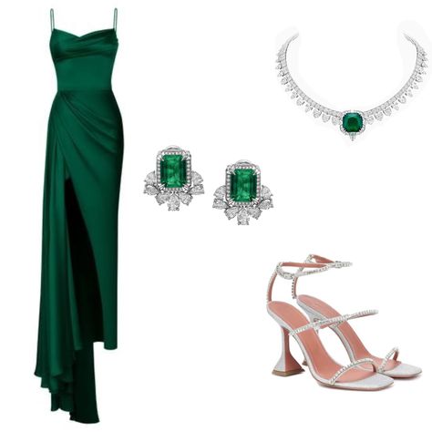 Green Formal Dress Outfit, Dress Outfits Polyvore, Fran Fine Outfits, Green Formal Dresses, Green Evening Dress, Eid Outfit, Pablo Gavi, Afghan Clothes, Emerald Green Dresses