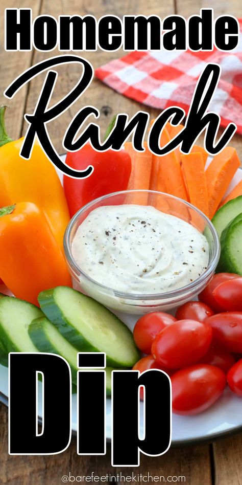 Homemade Ranch Dip Easy Homemade Ranch, Ranch Dressing Dip, Homemade Ranch Dip, Ranch Dip Recipe, Homemade Dips, Italian Dressing Mix, Ranch Dressing Recipe, Homemade Ranch Dressing, Dip Recipes Easy