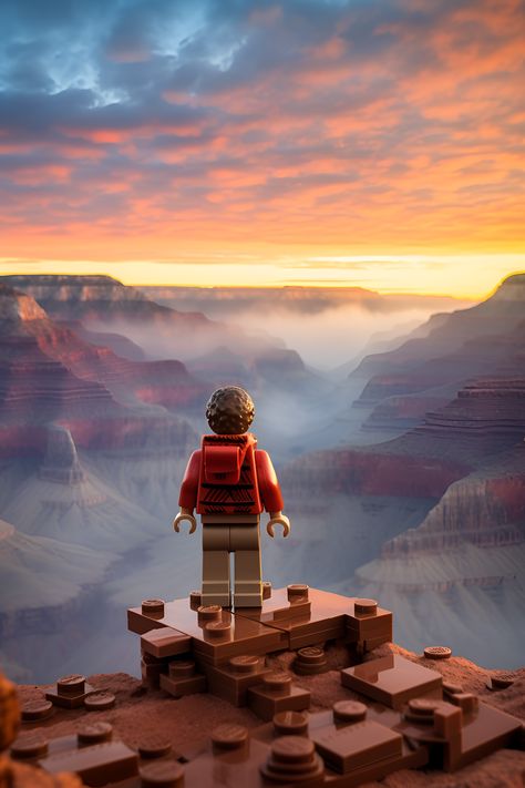 In the gentle embrace of a Grand Canyon sunrise, a Lego adventurer stands on the edge of time, gazing upon nature's grand masterpiece. This stunning portrait captures the essence of awe, where the world stretches as far as the eye can see. Join us for more miniature marvels in the world of Lego. Follow now to explore with us! #LegoGrandCanyon #MiniatureWonders #FollowForMore #Photography #Lego #Portrait #Toys Lego Painting, Grand Canyon Sunrise, Lego Portrait, Lego Wallpaper, Lego Wall, 90s Wallpaper, Lego Man, Lego Characters, 4 Wallpaper