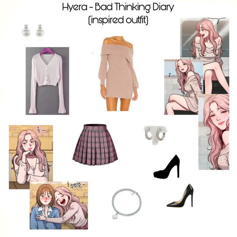 Webtoon Inspired Outfits, Manhwa Inspired Outfits, Rangrarii Art, Hye Ra, Manhwa Outfits, Bad Thinking Diary, Core Wardrobe, Yuri Manga, Anime Inspired Outfits